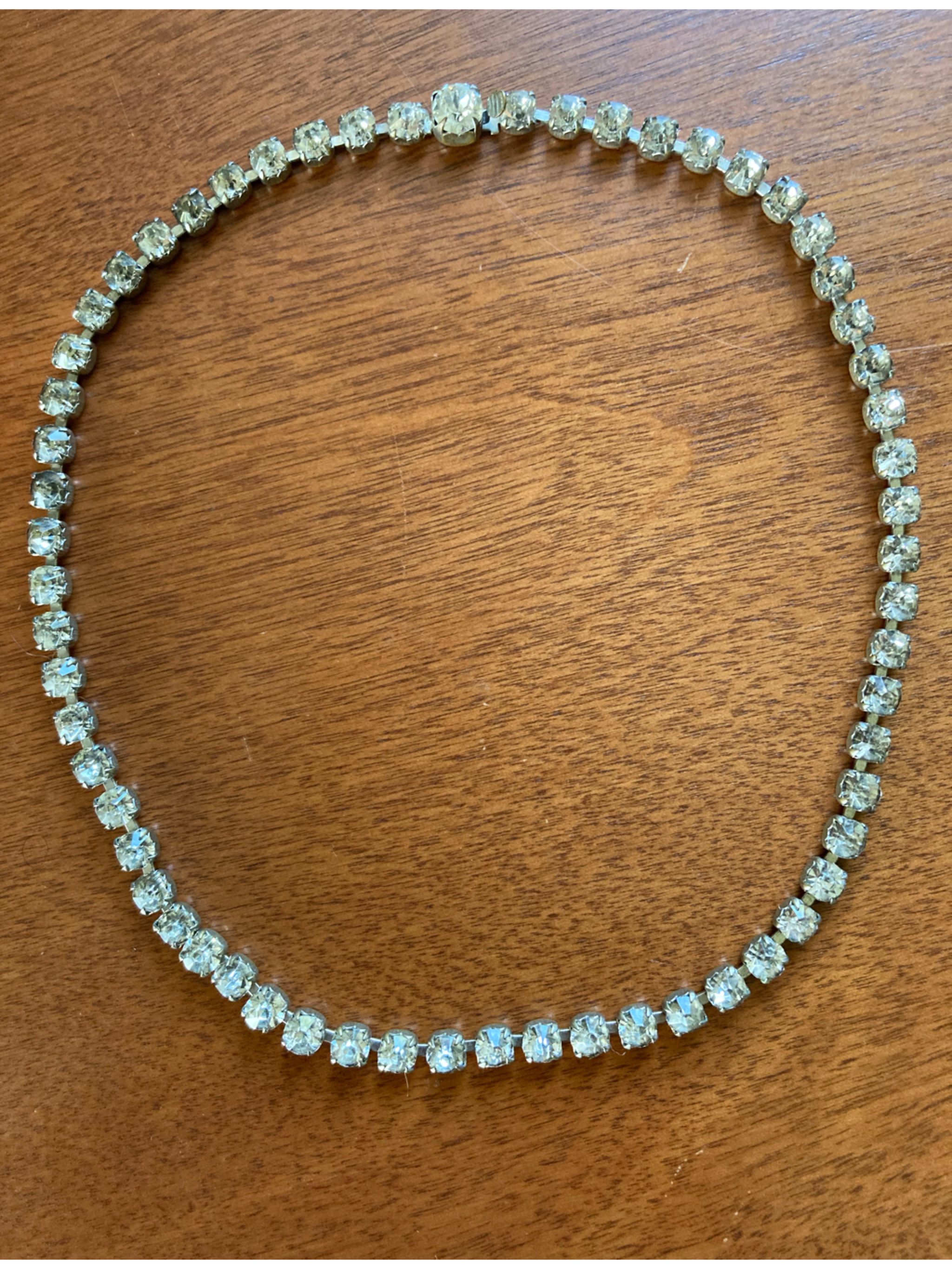 Crystal Tennis Necklace - Light Rhinestone Choker Vintage 1990s